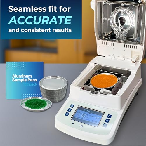 aluminum sample pans for moisture analyzer 100 pack 90mm round lab trays disposable weighing dishes foil pan weight scale tray laboratory balance dish plate moisture tester supplies pure ponta