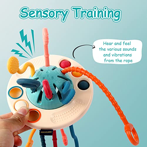 Hooku Montessori Toys For 1 Year Old, Sensory Toys For Toddlers 1-3, Montessori Ufo Silicone Pulling Toy, Fine Motor Toys, Baby Travel Toys, Toddler Infant Baby Girl Boy Gifts #TOP1