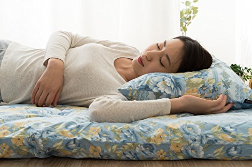 Emoor 100% Cotton Futon Mattress Cover Botan, Blue, Full Size, Made In Japan #TOP3