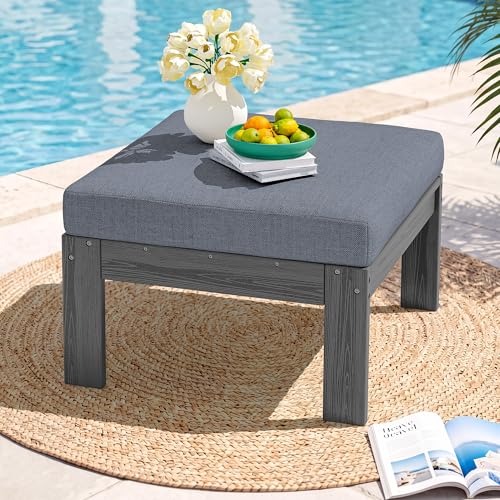 Image of SERWALL HDPE Outdoor Ottoman with Cushions