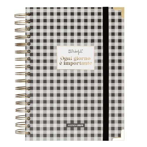 Mr. Wonderful Agenda Office 2025 diaria – Cada día es importante – Incluye 8 hojas de pegatinas y bloques de notas adhesivas con diferentes formas { Italiano }