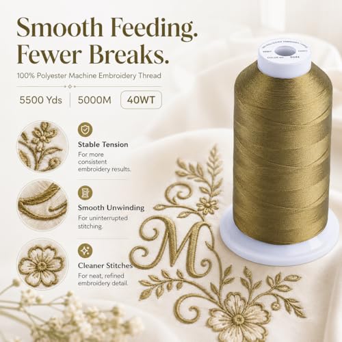 Image of Simthread Embroidery Machine Thread 5000M 40WT Polyester, Dark Ivy S044 | 5000M 40WT polyester thread feeds smoothly for home or commercial embroidery projects.