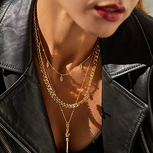 Frumos Dainty Layered Necklaces For Women Gold Short Small Necklace For Women Gold 18K Gold Choker Necklace Adjustable Layering Necklace Fashion Jewelry For Women Girls Gold Leaf Short Chain #TOP2