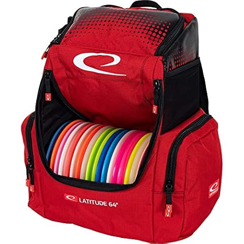 Latitude 64 Red Core Pro Disc Golf Backpack | 18+ Disc Capacity | Putter Pockets and Extra Storage Pockets | Padded Straps and Back Panel | Frisbee Golf Backpack Bag Cover