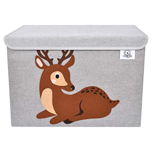 Clcrobd Foldable Large Kids Toy Chest With Flip-Top Lid, Collapsible Fabric Animal Toy Storage Organizer/Bin/Box/Basket/Trunk For Toddler, Children And Baby Nursery (Deer) #TOP1