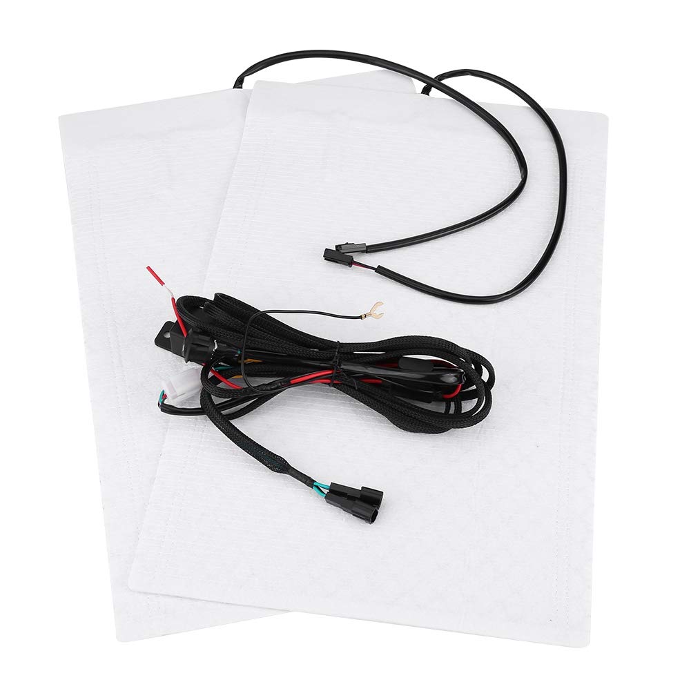 XBAILAZCar Heated Pad, White Carbon Fiber Heated Seat Kit, 17.7x11in Universal Car Heated Seat Heater with High/Low Temperature Settings for Cloth, Leather, Vinyl Covered(1 Sets)