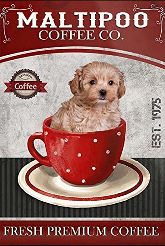 Bioprocess Love Maltipoo Dog Best Gift maltipoo Lover Coffee Co Dog Lover Gift Decor Poster Wall Art Decor Poster Poster de metal 8 x 12 polegadas