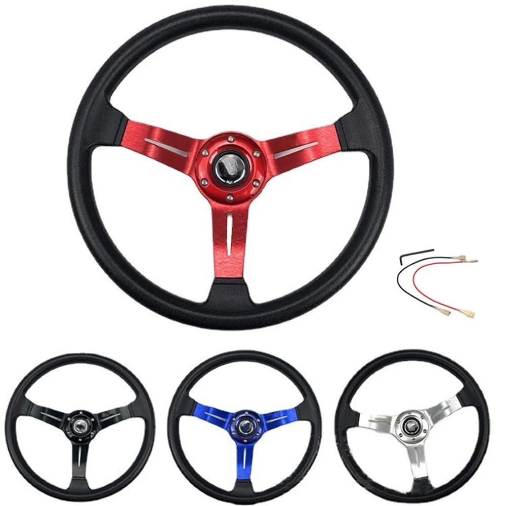 Volante Sportivo Auto,Volante da Corsa Modifica auto Volante PU da 350 mm competizione personalizzato Strumenti for volante Accessori(Silver)