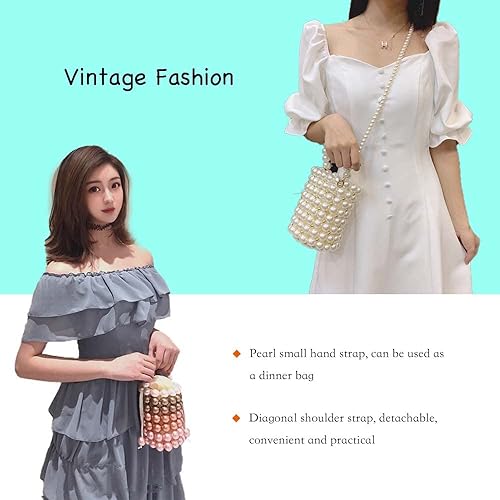 Miniatura 6 de White Pearl - Bolso cruzado con cuentas para mujer, bolso de noche, hecho a mano, con bolsa de polvo para banquete de boda