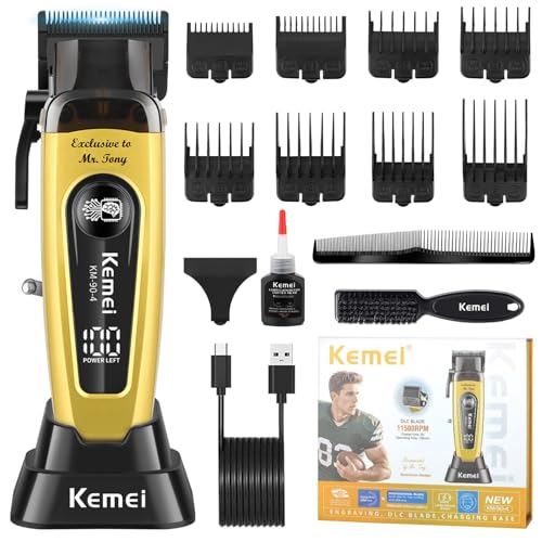 KEMEI KM-90-4 Tondeuse à cheveux professionnelle sans fil avec lame réglable et rechargeable par USB