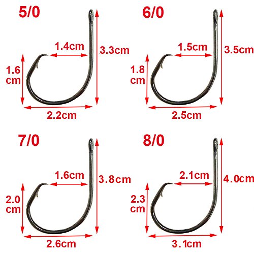 Circle Hooks Saltwater Inline Fishing Hooks 100pcs Ultra Point High Carbon Steel Fish Hook Extra Strong Sharp Straight Eye Octopus Circle Fishing Hooks(9/0-100pcs) - Image 3