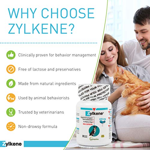 Vetoquinol Zylkene Caps, 225Mg, Nutritional Supplement For Dogs & Cats #TOP2