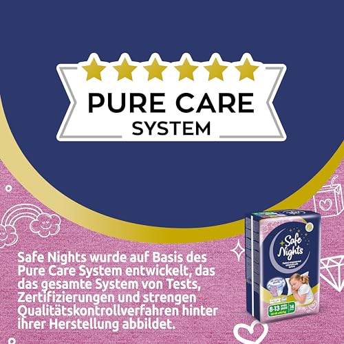 Babylino Safe Nights Girl, Höschen für die Nacht für Mädchen von 8-13 Jahren (30-48 kg), 14 Stück