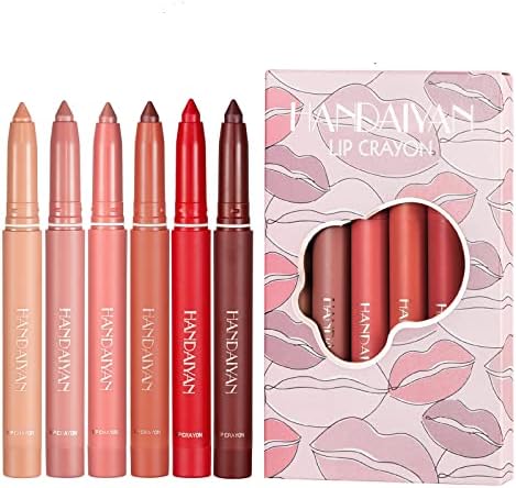 6 Colors Matte LipLiner&Lipstick Set, Long Lasting Lip Liner Pencil with Sharppens, Smooth and Soft Lipliner Pen, Non-Dry, Easy to Use, Cruelty free（Set-A）