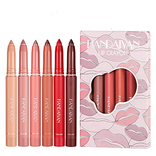 Kasither 6 Colors Matte LipLiner Set, Long Lasting Lip Liner Pencil with Sharppens, Matte Lip Crayon Smooth and Soft, Non-Dry, Easy to Use, Cruelty freeï¼Set-Aï¼
