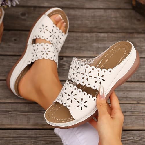 Women's Sandals Open Toe Hollow Out Wedge Sandal Arch Support Slides Sandals Beach Travel Walking Shoes Orthopedic Platform Shoes Comfortable Lightweight Walking Shoe2