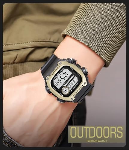 Image of Time Up Digital Dial Finer-Quality Material Square Shape Waterproof,Alarm,Night-Light Watch for Men & Women- WF124-X