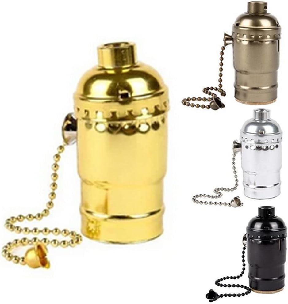 Pull Chain Light Bulb Lamp Socket Replacement Switch E26 E27 On Off (Nickel 1 Pack)