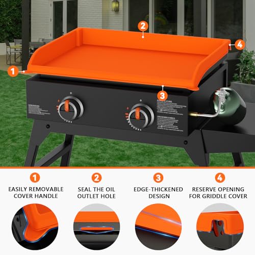 Image of Silicone Griddle Cover for Blackstone - Full Protection Waterproof Griddle Top Cover All Year Round Protective Mat for Black Stone Accessories (22 inch Orange)