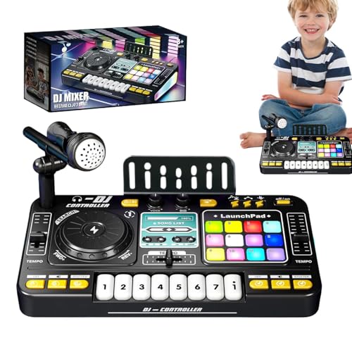 Mesa De Mezclas DJ Para Niños - Juguetes Electrónicos Niños, Blue-tooth, Efectos De Sonido, Luces, Controlador De Mezclas DJ Con Micrófono Ajustable, Juguete Musical Con Recargable, Para Principiantes