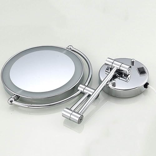 Miniatura 4 de ZADIKO Makeup Mirror Makeup Mirror, Wall- Mounted Makeup Mirror 360 Rotating Design Folding LED 8- inch Makeup Mirror Silver Double- Sided 3X