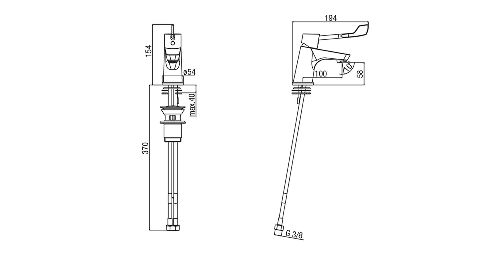 Grifería - Grifo de lavabo LEA, para personas discapacitadas, cromo LE002