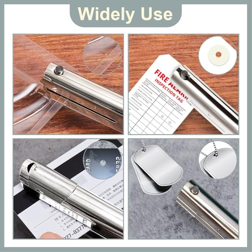 Image of Chumia 2 Pcs Heavy Duty Hole Punch 2 inch Long Reach 1 /4 Inch Paper Single One Hole Puncher Deep Throat Reduced Effort Hand Held Alloy Punch for ID PVC Cards 5 Inch Tall 25 Sheet Capacity