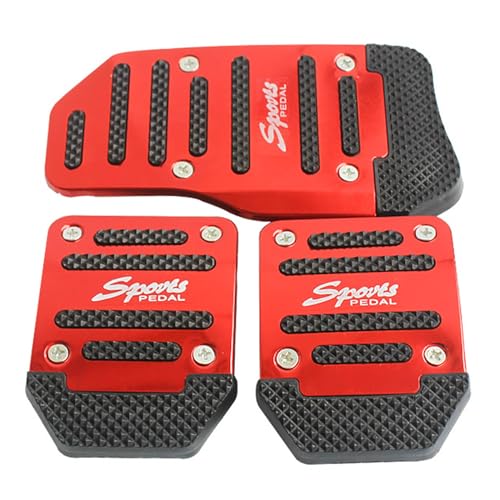 Auto-Fußpedale,Fußpedal Pedalkappen,Auto Pedale Abdeckung,Aluminium Auto Pedal Abdeckung,Rutschfeste Bremsfußpedale,Auto-Beschleuniger Gas Bremspedal Kupplungspedal,Auto Pedal Set,Rot