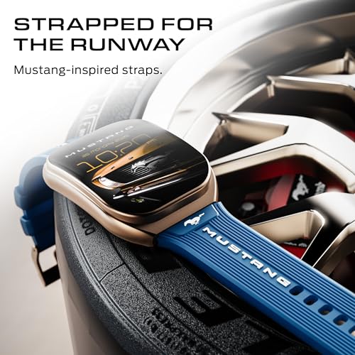 Image of GOBOULT Mustang Muscle Smart Watch 2.01'' 3D Curved Display, Convertible Strap, Premium Metallic Crown, BT Calling, 600 Nits Brightness, AI Voice Assistant, IP68 (Extra Strap, Frost)