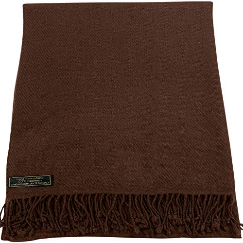 CJ Apparel Dark Brown Chocolate Brown 100% Cashmere Shawl Pashmina Scarf Wrap Stole Head Wrap Hand Made in Nepal New2