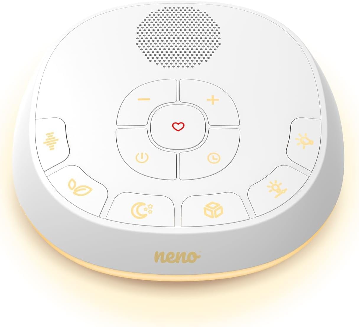 Neno Lumia White Noise Machine Baby - Weißes Rauschen mit Einschlafmusik - Einschlafhilfe Babys mit Nachtlicht - Naturgeräusche Box mit Stilllicht und Herzschlag-Aufnahmefunktion