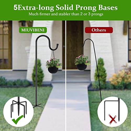 Image of Shepherds Hooks for Outdoor, 48 Inches Garden Bird Feeder Pole for Hanging Bird Feeder, Plant Baskets, Solar Light Lanterns, Outdoor Plant Hanger Hook with 5 Base Prongs, 2 Packs