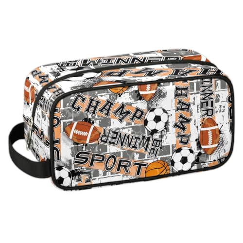 PATTERNFUL Soccer Ball Travel Toiletry Bag for Kids, Waterproof Hanging Wash Bag Dopp Kit for Boys Shaving Bag for Toiletries Accessories
