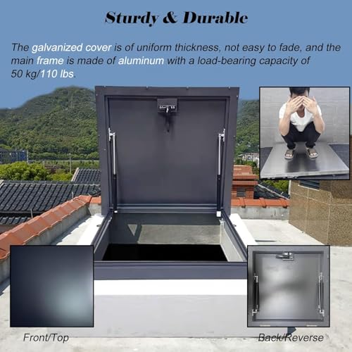 Trampilla de escape para techo con puerta de acceso industrial y protección contra tormentas 8