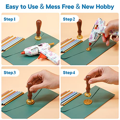 Wax Stamp Seal Kit With Glue Gun Wax Seal Sticks, Stamp Heads, Envelopes, Marker Pens Wax Seal Set For Beginners For Letters Sealing, Wedding Invitations, Gift Wrapping, Party Invitations #TOP3
