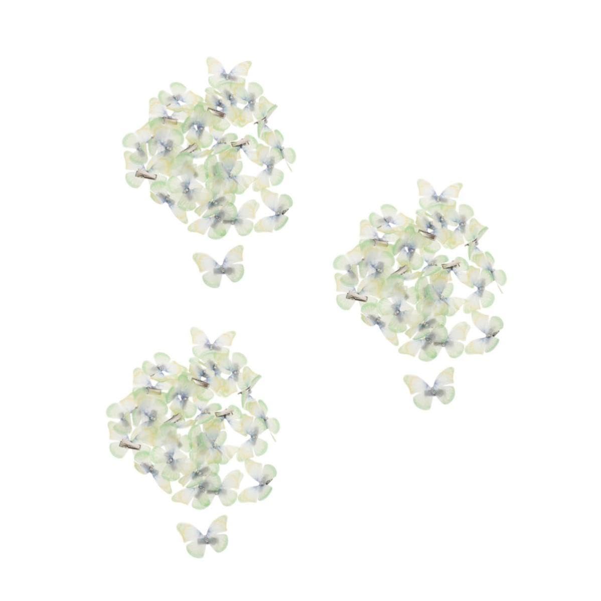 Tofficu 150 Piezas Pinzas Cabello Forma de de Doble Capa en Gasa 3d, Ligeras y Antideslizantes para Uso Diario y Fiesta en Color Verde Claro