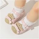 Neska Moda 6 To 12 Months Newborn Baby Girls Belly Shoe Anti-Slip Sandal Booties (Pink,Gold)-BT4578 gallery image