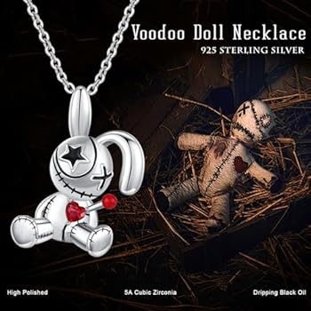 Gouden Voodoo pop halsketting 925 sterling zilver goud voodoo haas