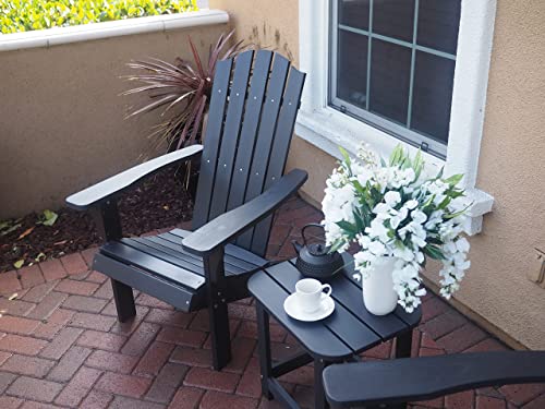 Polyteak Adirondack Chair, Premium Weather Resistant Poly Lumber, Outdoor Patio Furniture, Up To 300 Lbs, Plastic Adirondack Chairs For Porches, Decks, And Pool Side, Element Collection, Black #TOP7