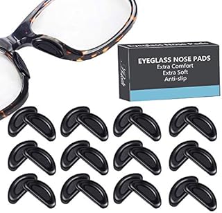 Eyeglass Nose Pads, Adhesive Anti-Slip Nose Pads, Soft Silicone Nose Pad Cushion for Glasses, Eyeglasses, Sunglasses, 12 Pairs (Black)