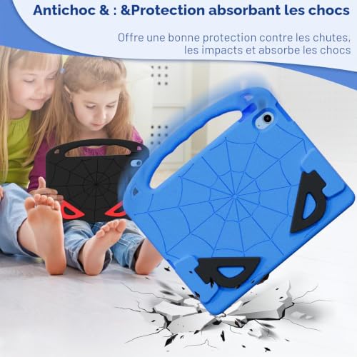 Coque iPad 11 2025 enfant antichoc bleue avec protège-écran