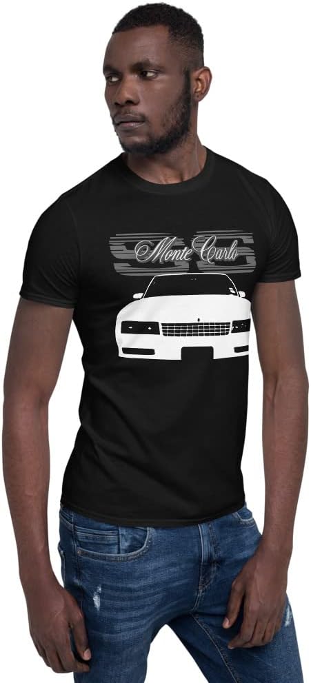Retro 80s Chevy Monte Carlo SS American Classic Car Graphic T-Shirt | Vintage Car Enthusiast Gift Black