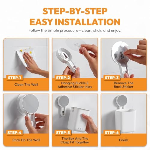 Image of Zephorus Plastic Toothbrush Holders for Bathroom | Wall Mounted Toothbrush Holder | Toothbrush Holders for Toothbrushes | Bathroom Shelf for Wall (2 Toothbrush Holder), White