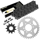 Caltric Black Drive Chain And Sprockets Kit Compatible with Suzuki Ltf160 Quadrunner 160 1991-2004