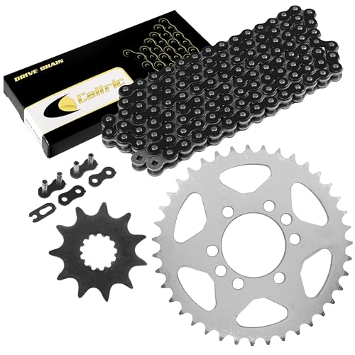 Caltric Black Drive Chain And Sprockets Kit Compatible with Suzuki Ltf160 Quadrunner 160 1991-2004