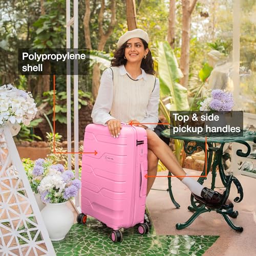 Image of Nasher Miles Paris Hard-Sided Polypropylene Check-in Luggage 28 inch | 75cm | 8 Wheels Large Trolley Bag for Travel | Suitcase (Pink)
