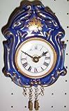 14 cm hohe Schild-Uhr, handgemalt, Goldzierung, als Geschenk ideal