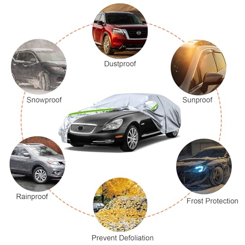 Image of Waterproof Car Covers Replace for 2014-2025 Lexus NX300 NX 350 F Sport, 6 Layers Silver All Weather Custom-fit Car Cover with Zipper Door & Windproof Bands for Snow Rain Dust Hail Protection