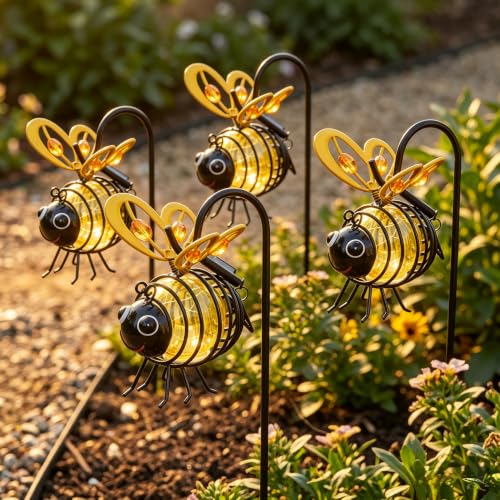 Ilumina tu balcón oscuro con lindas estatuas al aire libre y luces de abejas solares