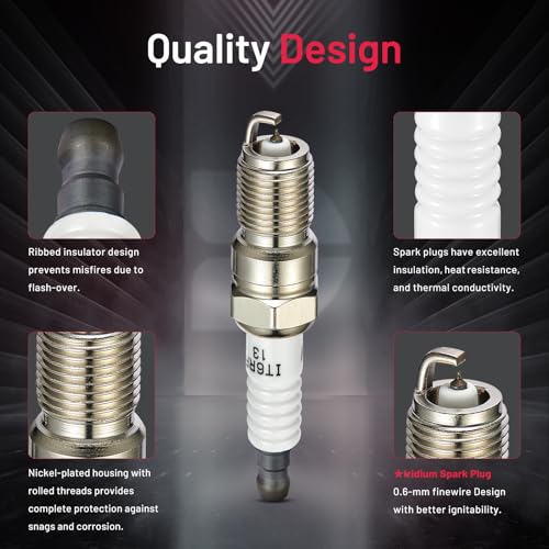 Image of BDFHYK Set of 4 Iridium Spark Plug Compatible with Chevy S10 Cavalier,compatible with GMC Sonoma, Tempo Ranger,compatible with Mazda B2300 2.0L 2.2L 2.3L 2.5L L4 Engine Replacement for 7397 TR5IX 9808